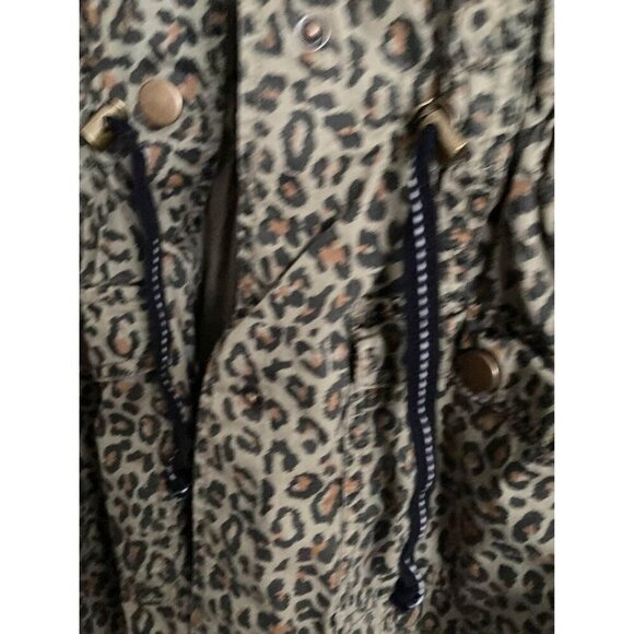 XS Maurices  cheetah light coat drawstring waist canvas military style - Picture 5 of 5